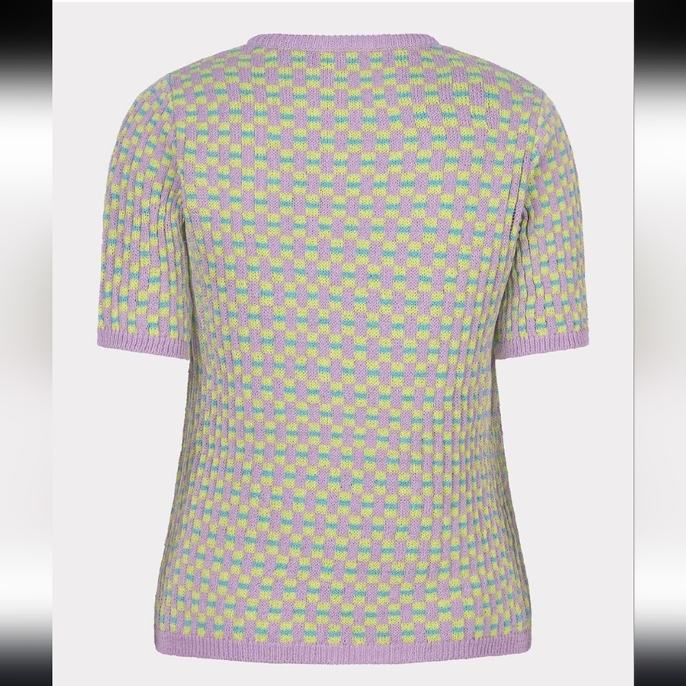 Lavender Check Knit Short-Sleeve Top - Picture 5 of 12